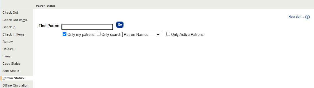 Patron Status page.